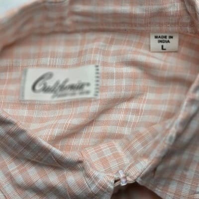 California Shirt Co Men's Large Orange / White Striped Long Sleeve Button Up - Thumbnail 3