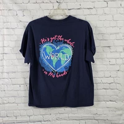 Girlie Girl XL Women's "He's Got The Whole World In Hands " S/S T-Shirt - Thumbnail 5
