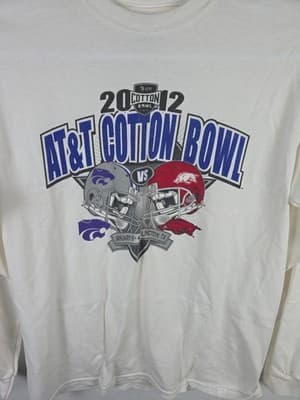2012 Cotton Bowl Arkansas Vs Kansas Men's Medium White Long Sleeve Shirt - Thumbnail 2
