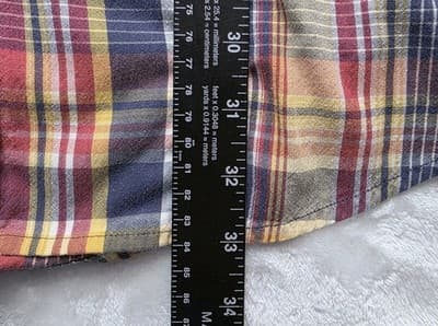 Lands End Men's Yellow & Brown Plaid Long Sleeve Button Down Shirt - Thumbnail 6