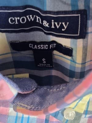 Crown And Ivy Men’s Small Classic Fit Multicolored Long Sleeve Button Down Shirt - Thumbnail 3