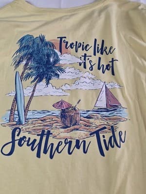 Southern Tide Unisex Adult Size Large Yellow Short Sleeve Shirt - Thumbnail 7