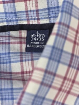 Izod Men's 16-16.5 34/35 Blue Check Shirt Long Sleeve Button Down Shirt - Thumbnail 4