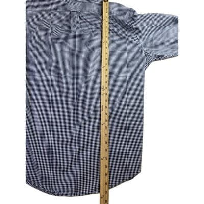 IZOD Men's XL Blue/White Gingham Regular Fit Long Sleeve Button Up Shirt - Thumbnail 6