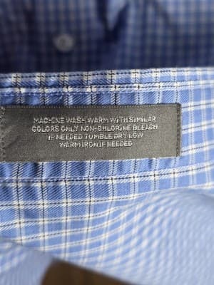 Daniel Cremieux Mens XL Blue Checkered Button Up Long Sleeve Shirt - Thumbnail 4