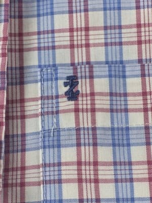Izod Men's 16-16.5 34/35 Blue Check Shirt Long Sleeve Button Down Shirt - Thumbnail 5