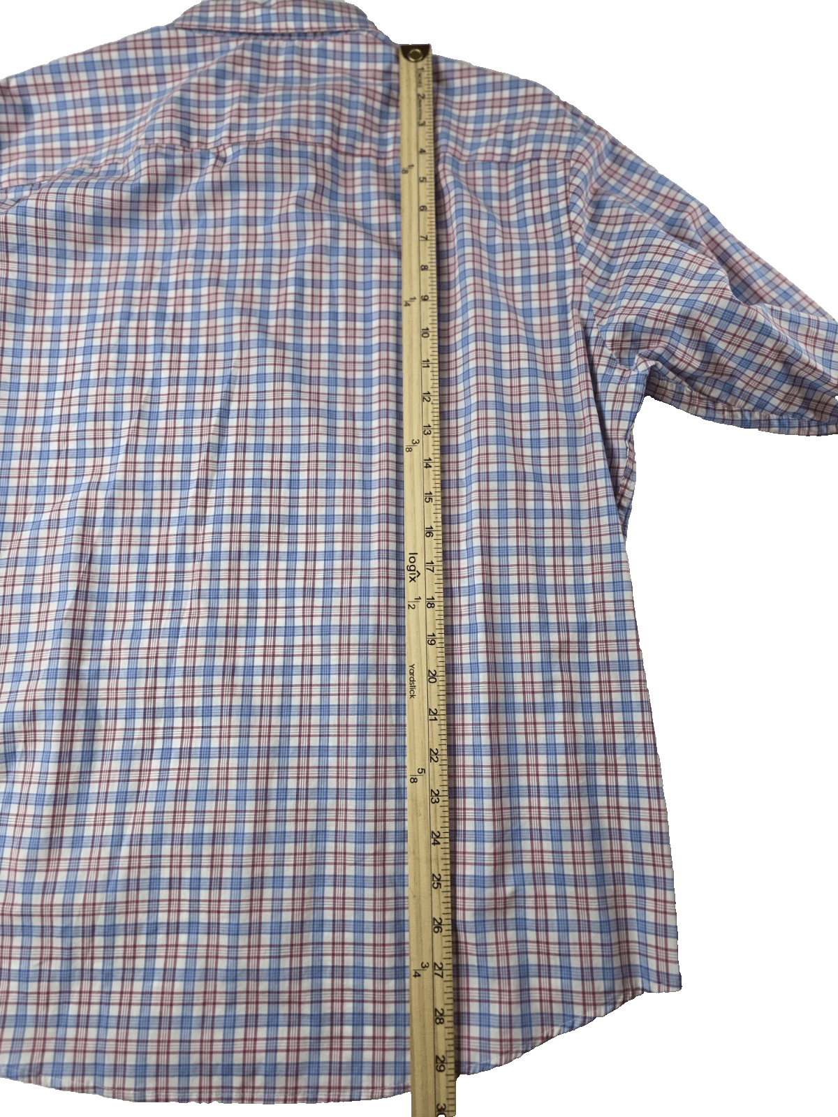 Izod Men's 16-16.5 34/35 Blue Check Shirt Long Sleeve Button Down Shirt - Thumbnail 7