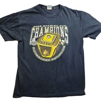 Pittsburgh Penguins 2009 Stanley Cup Champion Youth Medium Black T-shirt - Image 1