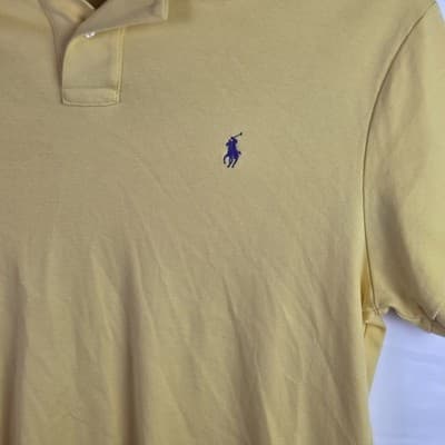 Polo Ralph Lauren Men’s Large Yellow Custom Fit Knit Short Sleeve Shirt - Thumbnail 3