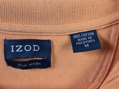 IZOD Men's Medium Silk Wash Orange Short Sleeve Shirt - Thumbnail 3