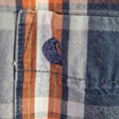VTG CARHARTT Men's XL Blue & Red Plaid Relax Fit Short Sleeve Button Down Shirt - Thumbnail 2