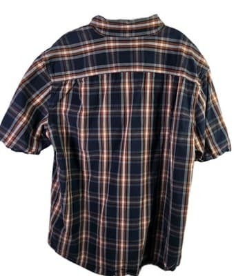 VTG CARHARTT Men's XL Blue & Red Plaid Relax Fit Short Sleeve Button Down Shirt - Thumbnail 8