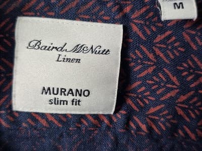 Murano Men's Medium Slim Fit 100% Linen Floral Long Sleeve Shirt - Thumbnail 4