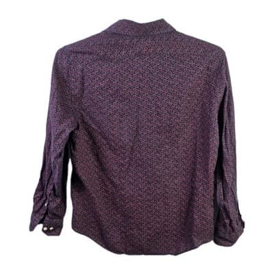 Murano Men's Medium Slim Fit 100% Linen Floral Long Sleeve Shirt - Thumbnail 6