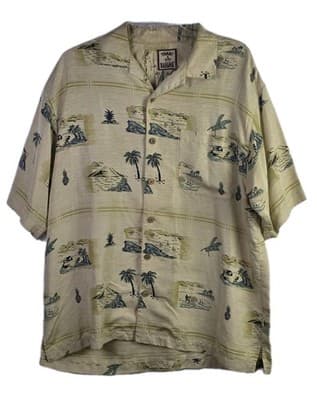 Tommy Bahama Men’s Medium Beige Hawaiian Seashore Short Sleeve Shirt - Image 1