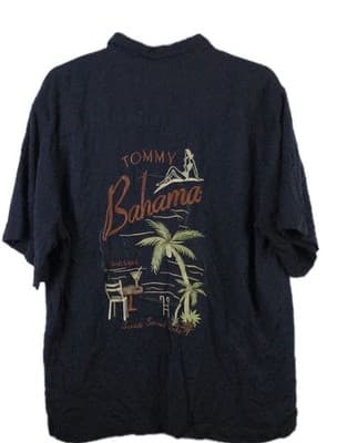 Tommy Bahama Men’s Large Navy Blue Silk Poker Pirate Camp Button Down Shirt - Thumbnail 10
