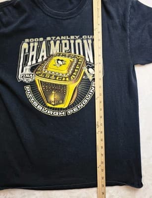Pittsburgh Penguins 2009 Stanley Cup Champion Youth Medium Black T-shirt - Thumbnail 6