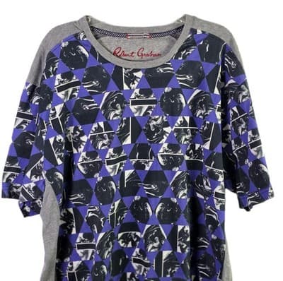 Robert Graham Men's XL Purple Geometric Short Sleeve T-Shirt - Image 1