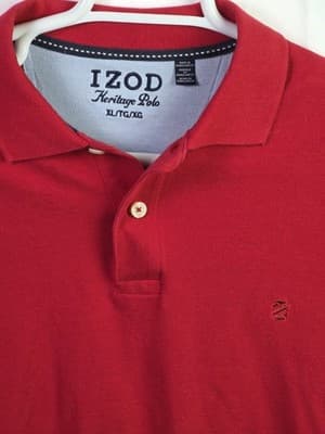 Izod Heritage Men's XL Red Short Sleeve Polo Shirt - Thumbnail 2