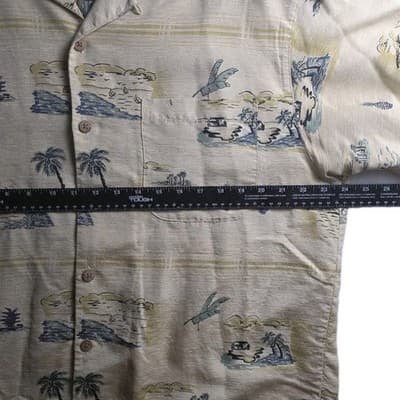 Tommy Bahama Men’s Medium Beige Hawaiian Seashore Short Sleeve Shirt - Thumbnail 5