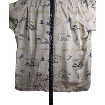 Tommy Bahama Men’s Medium Beige Hawaiian Seashore Short Sleeve Shirt - Thumbnail 6