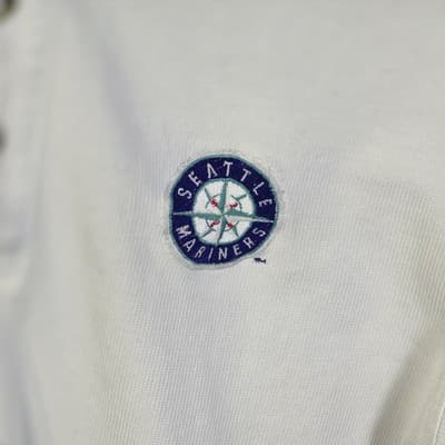 Seattle Mariners Men's Medium White Baseball Polo Shirt - Thumbnail 2