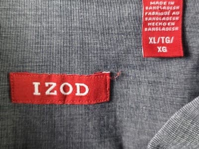 IZOD Men’s XL Gray Long Sleeve Button Down Shirt - Thumbnail 3
