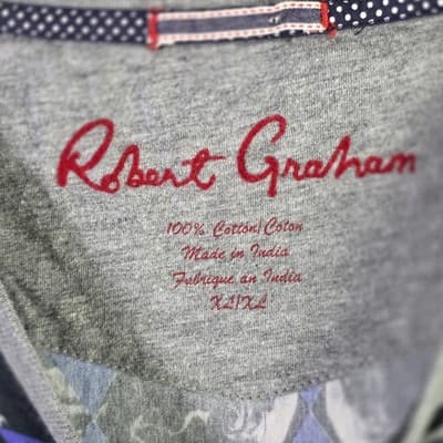 Robert Graham Men's XL Purple Geometric Short Sleeve T-Shirt - Thumbnail 4