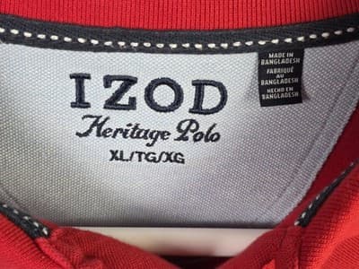 Izod Heritage Men's XL Red Short Sleeve Polo Shirt - Thumbnail 3