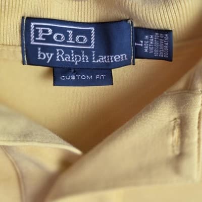 Polo Ralph Lauren Men’s Large Yellow Custom Fit Knit Short Sleeve Shirt - Thumbnail 4