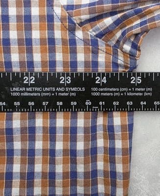 Columbia Men's XL Orange & Blue Plaid Long Sleeve Button Down Shirt - Thumbnail 3