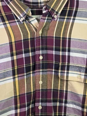 Eddie Bauer Men's Large Tall Plaid Heavy Cotton Flannel Long Sleeve Shirt - Thumbnail 2