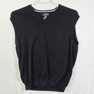 Brooks Brother Size XL Black 100% Supima Cotton Sleeveless Sweater Vest - Image 1
