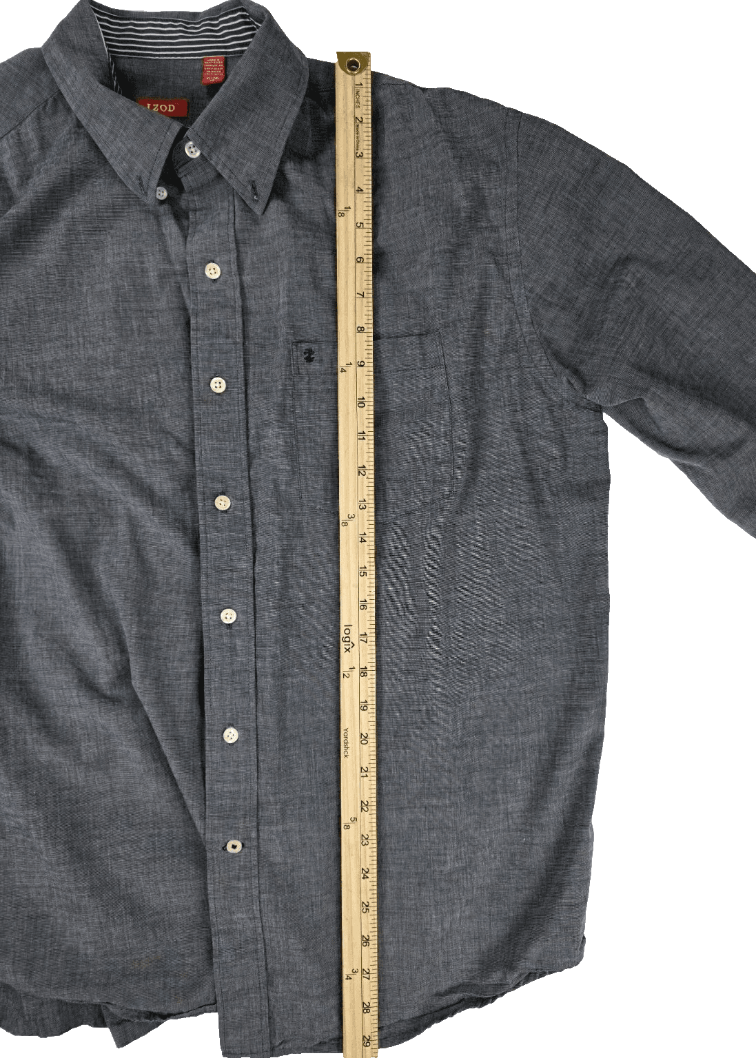 IZOD Men’s XL Gray Long Sleeve Button Down Shirt - Thumbnail 7