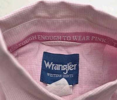 Wrangler Shirt Men's Medium Pink Breast Cancer Long-Sleeve Button Up Shirt - Thumbnail 4