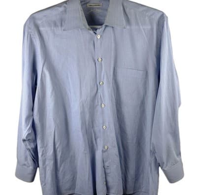 Jack Lipson Men's 16.5 Blue Long Sleeve Button Up Shirt - Thumbnail 2