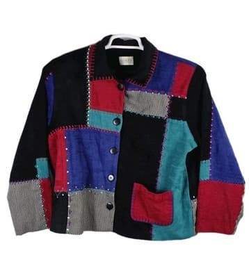 Koret Women's Large Petites Western Knit Patchwork Squares Jacket - Image 1