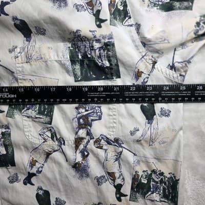 Roundtree & Yorke Men's Large Golf Pattern Button Down Short Sleeve Shirt - Thumbnail 5