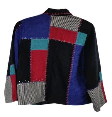 Koret Women's Large Petites Western Knit Patchwork Squares Jacket - Thumbnail 5