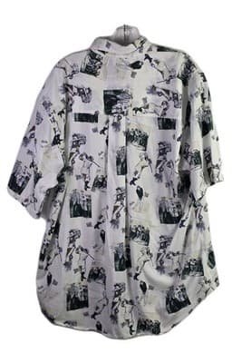 Roundtree & Yorke Men's Large Golf Pattern Button Down Short Sleeve Shirt - Thumbnail 6