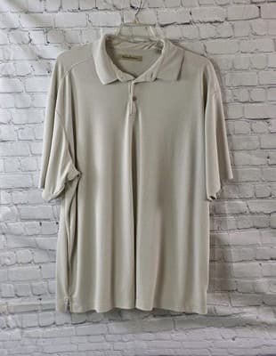 Tommy Bahama Men’s Beige Short Sleeve Polo Shirt - Image 1