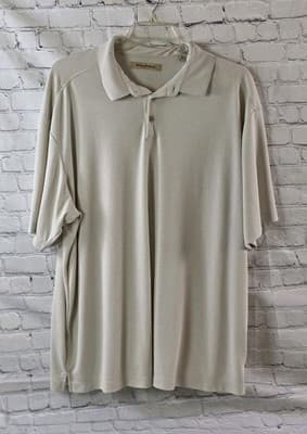 Tommy Bahama Men’s Beige Short Sleeve Polo Shirt - Thumbnail 2