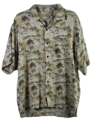 VTG Tommy Bahama Men's Medium 100% Silk Floral Hawaiian Aloha Palm Tree Shirt - Thumbnail 2