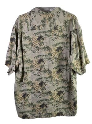 VTG Tommy Bahama Men's Medium 100% Silk Floral Hawaiian Aloha Palm Tree Shirt - Thumbnail 7