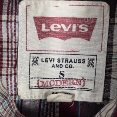Vintage Levi's Mens Small Plaid Pearl Snaps Western Long Sleeve Button Up Shirt - Thumbnail 4