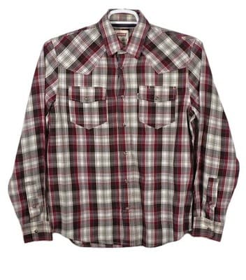 Vintage Levi's Mens Small Plaid Pearl Snaps Western Long Sleeve Button Up Shirt - Image 1