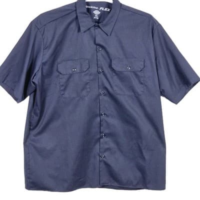 Dickie's Flex Men's XL Navy Blue Short Sleeve Button Up Shop Shirt - Image 1