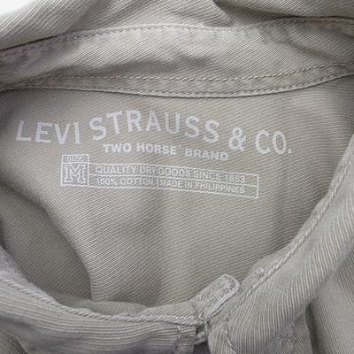 Levi's Strauss Mens Medium Tan Heavy Long Sleeve Button Up Shirt - Thumbnail 2