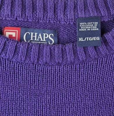 Vintage CHAPS Men’s XL Purple Long Sleeve Cable Knit Sweater - Thumbnail 2