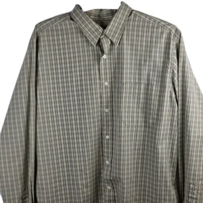 Eddie Bauer Men's XL- Tall Green Plaid Wrinkle Resistant Button Up Shirt - Thumbnail 2